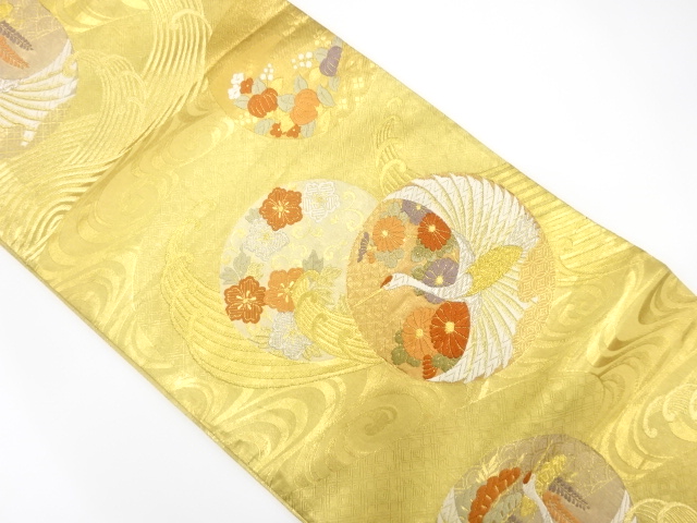 JAPANESE FUKURO OBI / GOLD FOIL / WOVEN CRANE